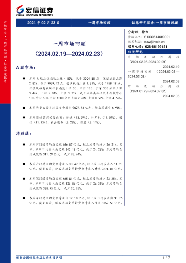 一周市场回顾