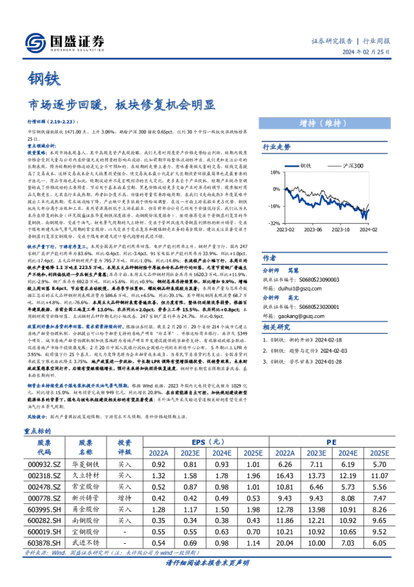 钢铁行业周报：市场逐步回暖，板块修复机会明显