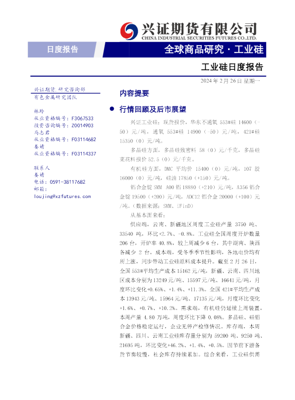 工业硅日度报告