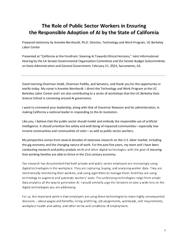 公共部门工作人员在确保加利福尼亚州负责任地采用人工智能方面的作用