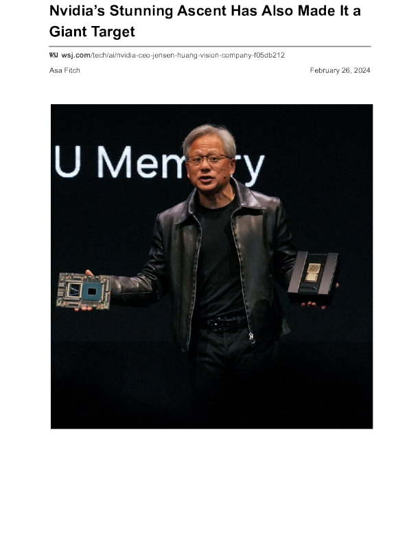 Nvidia’s Stunning Ascent Has Also Made It a Giant Target