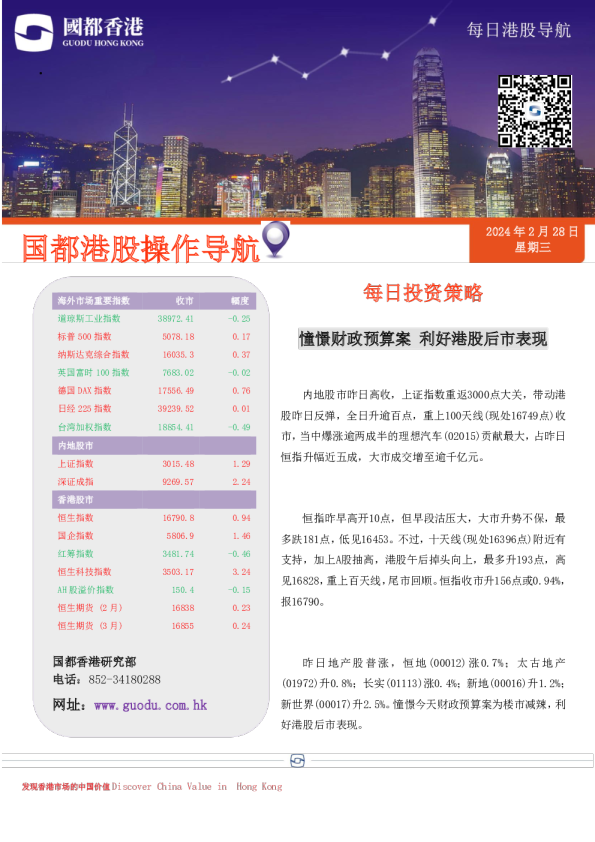 憧憬财政预算案，利好港股后市表现