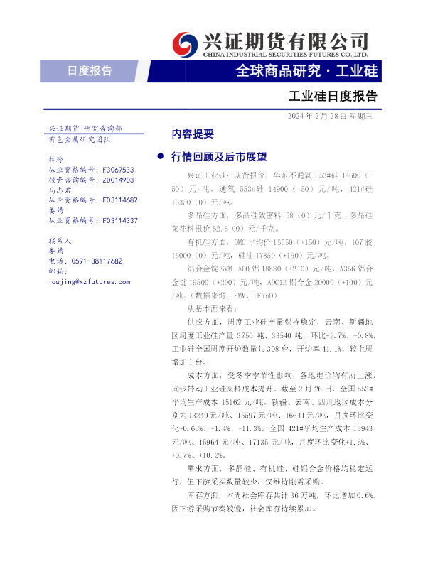 工业硅日度报告
