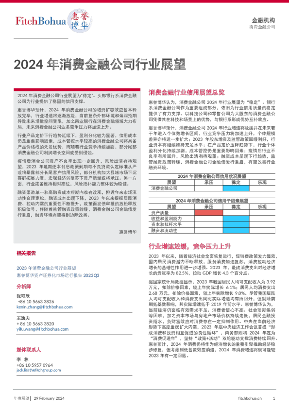 2024年消费金融公司行业展望