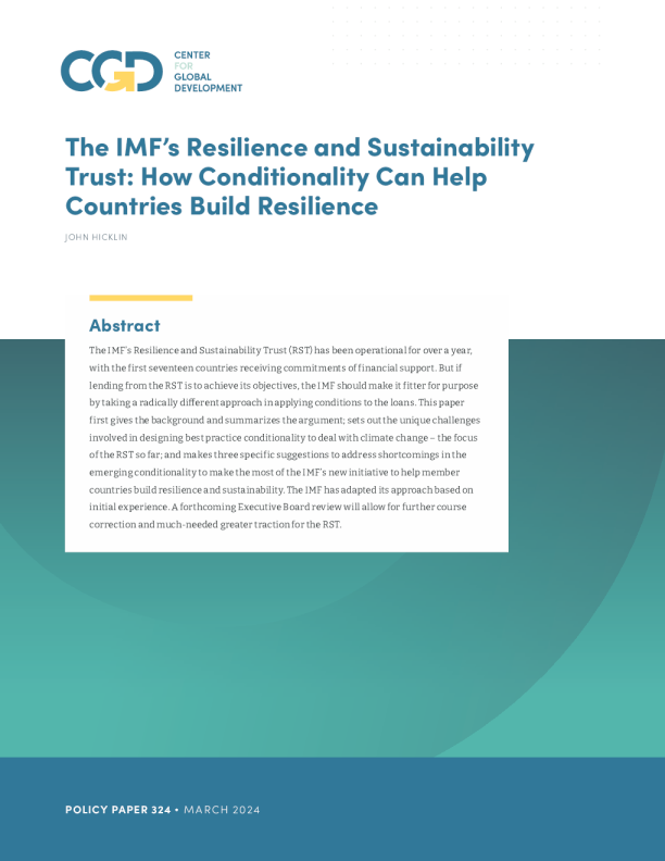 国际货币基金组织的韧性和可持续性信托：条件如何帮助各国建立韧性