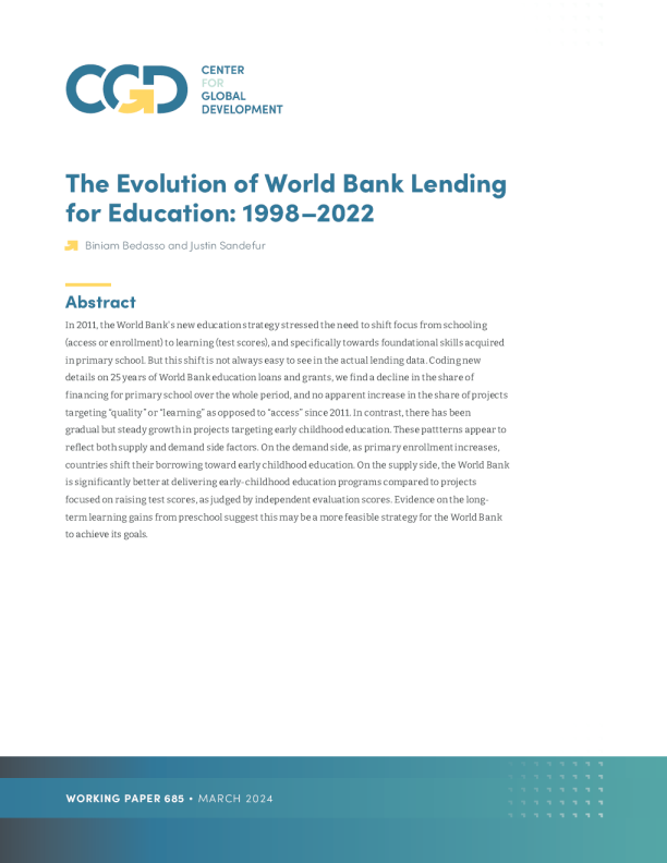 世界银行教育贷款的演变：19982022