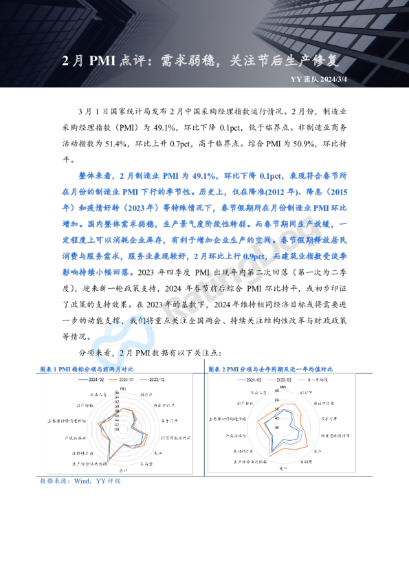 2月PMI点评：需求弱稳，关注节后生产修复