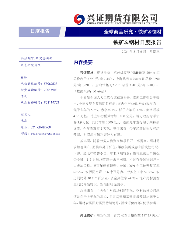 铁矿&钢材日度报告