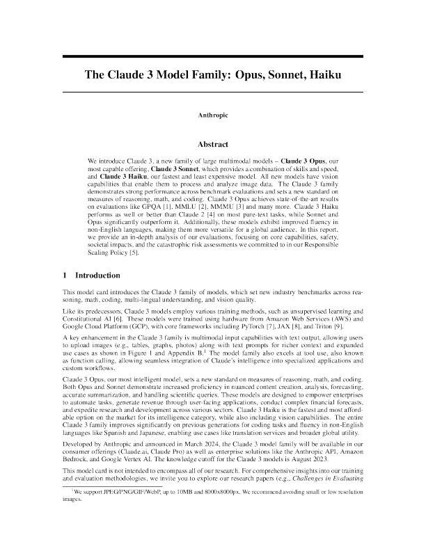 【英译版】 Claude3 技巧报 - Claude3 模型系列作品、十四行诗、  句