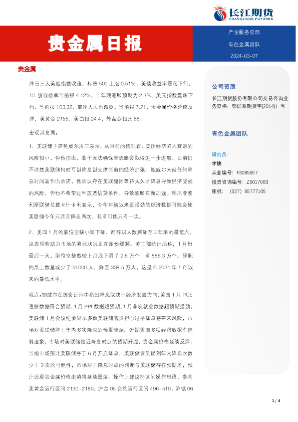 贵金属日报