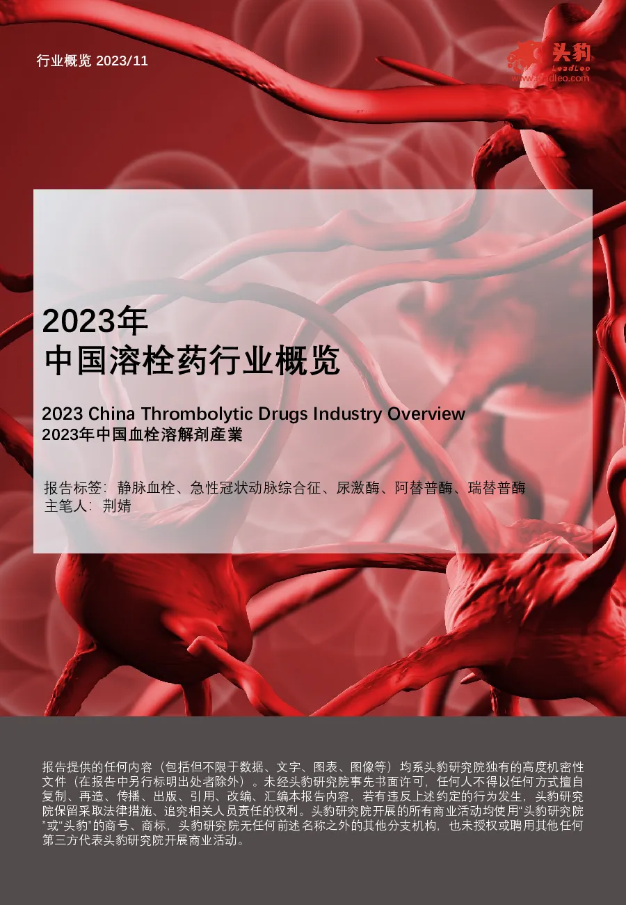 2023年中国溶栓药行业概览