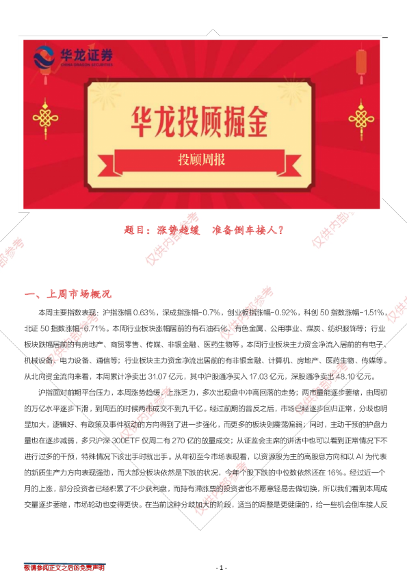 涨势趋缓准备倒车接人？
