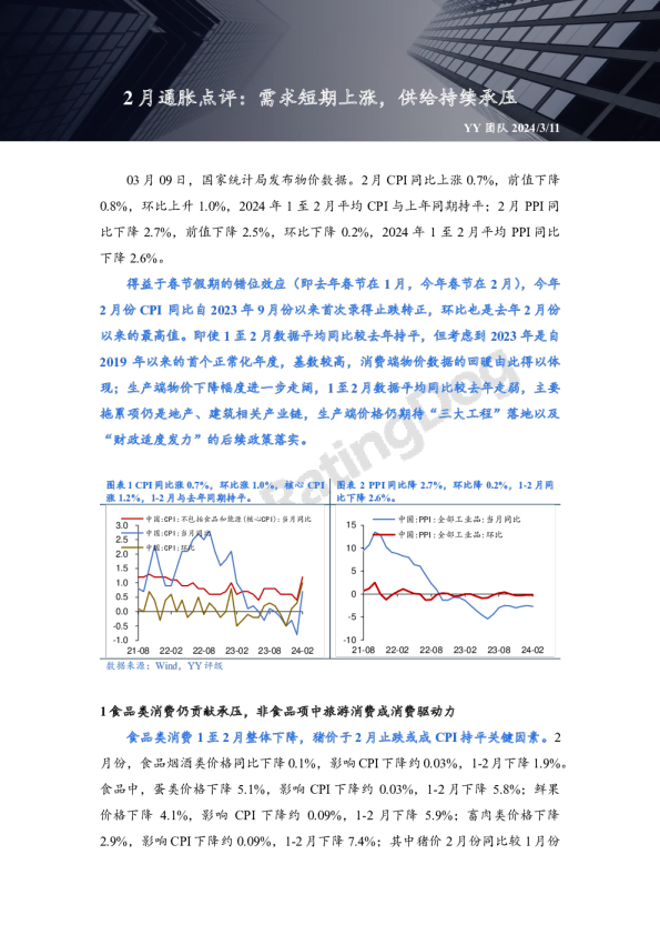 2月通胀点评：需求短期上涨，供给持续承压