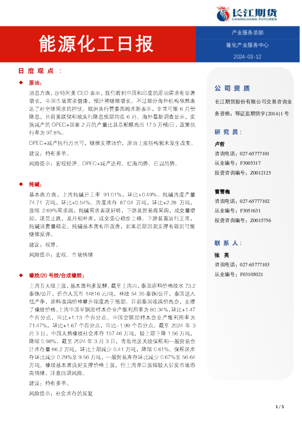 能源化工日报