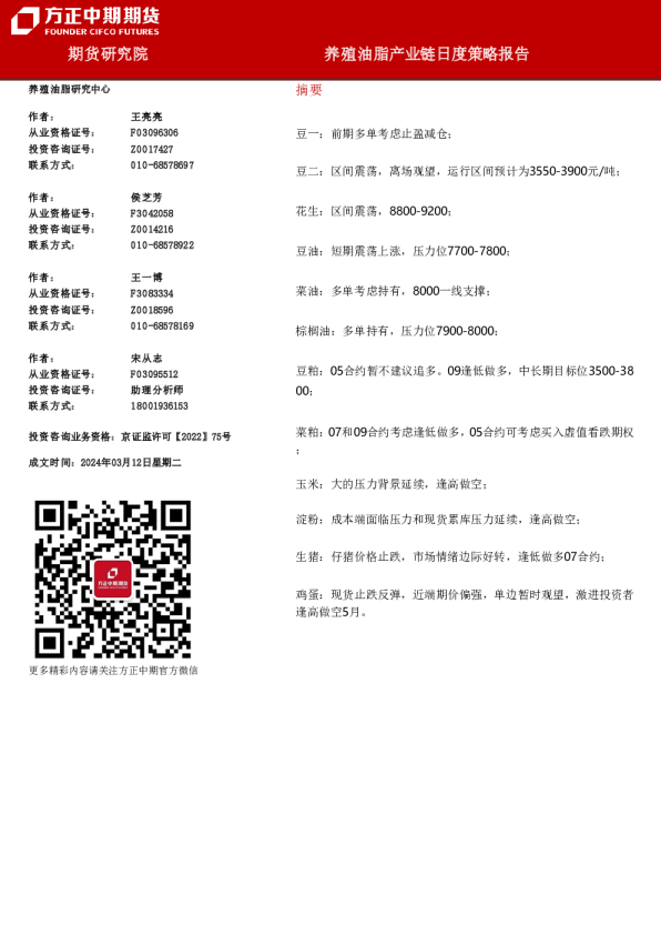 养殖油脂产业链日度策略报告