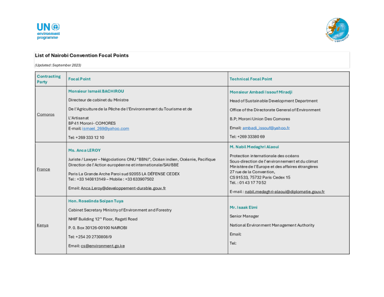 内罗毕公约联络点及其替代方案