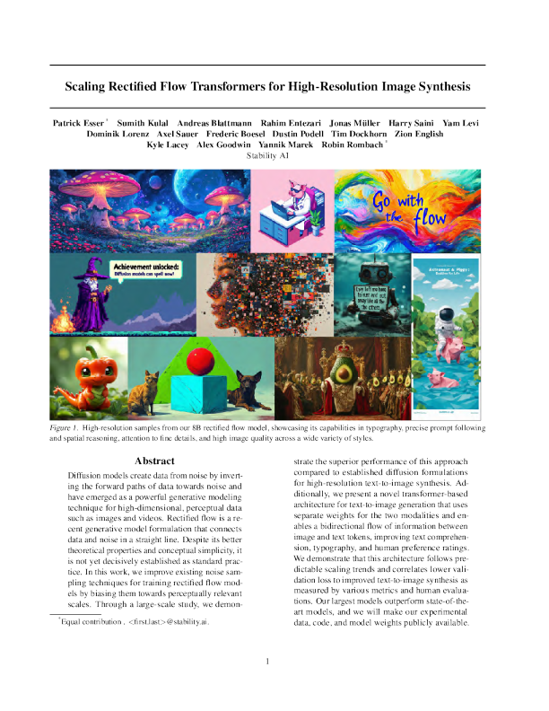 【英文原版】StableDiffusion3技术报告