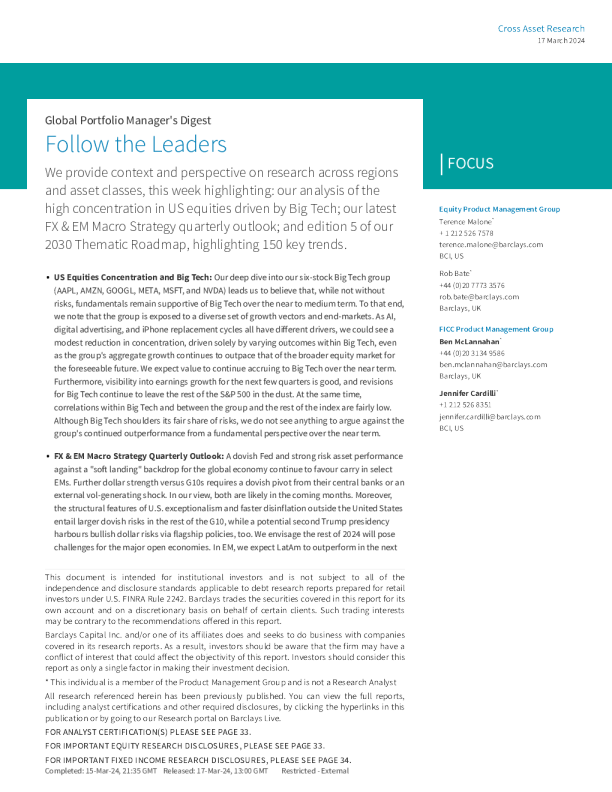 全球投资组合经理文摘：跟随领导者