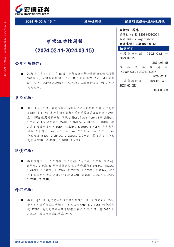 市场流动性周报