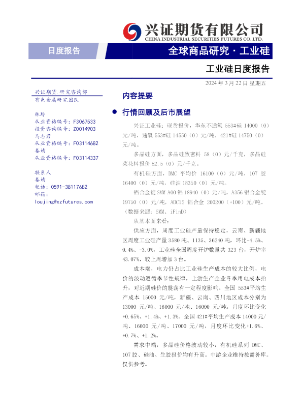 工业硅日度报告