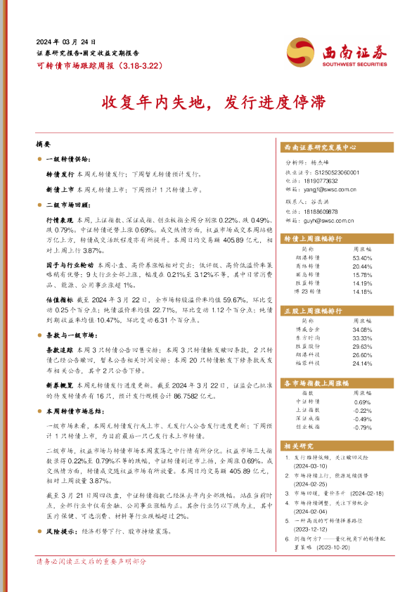 收复年内失地，发行进度停滞