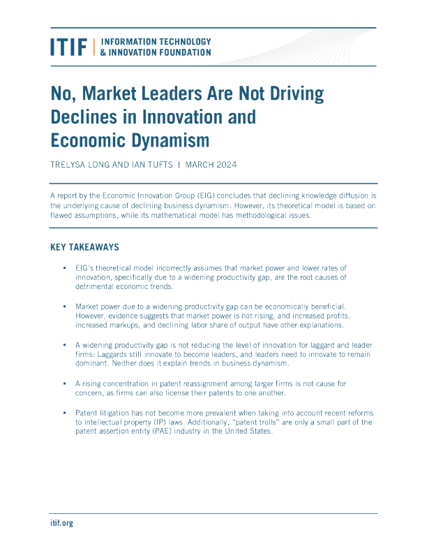 不 ， 市场领导者并没有推动创新和经济活力的下降