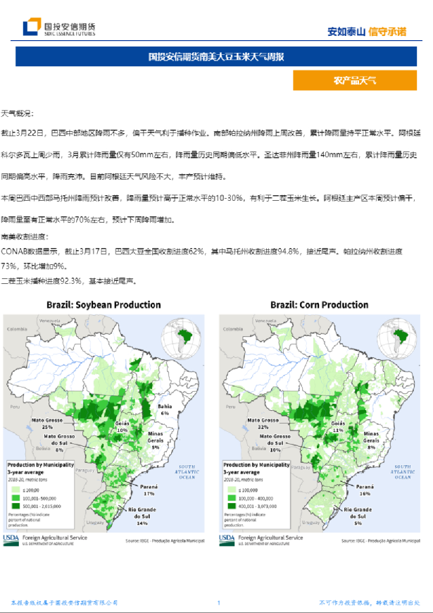南美大豆玉米天气周报