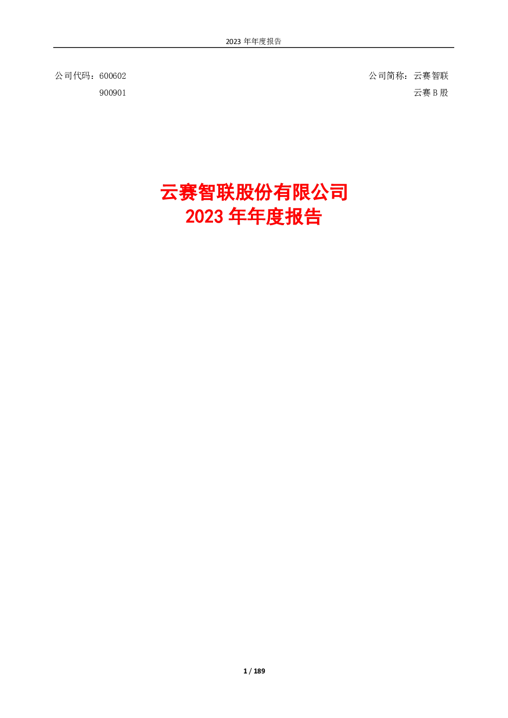 云赛智联：云赛智联2023年年度报告