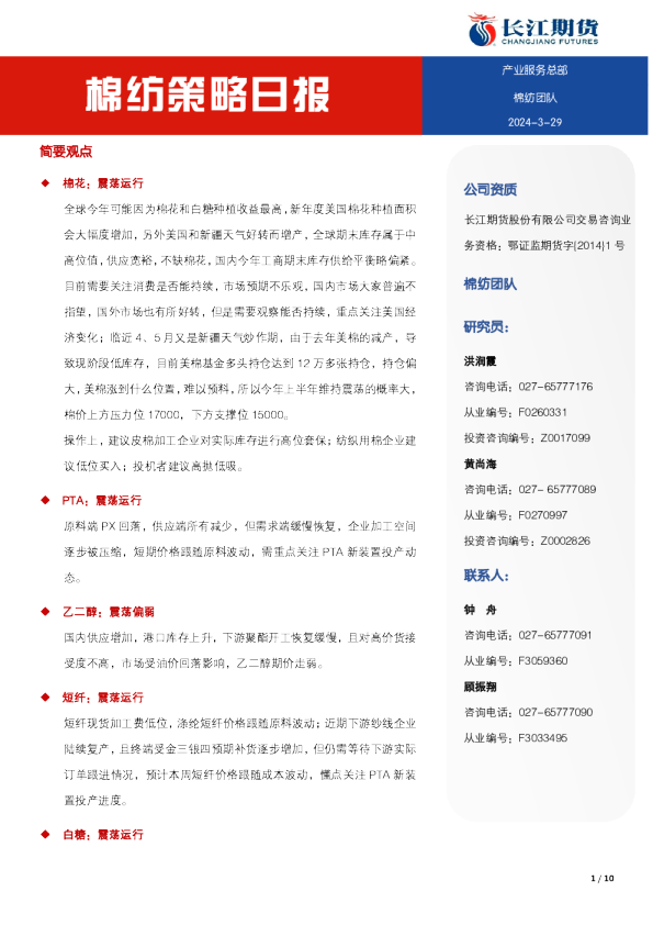 棉纺策略日报