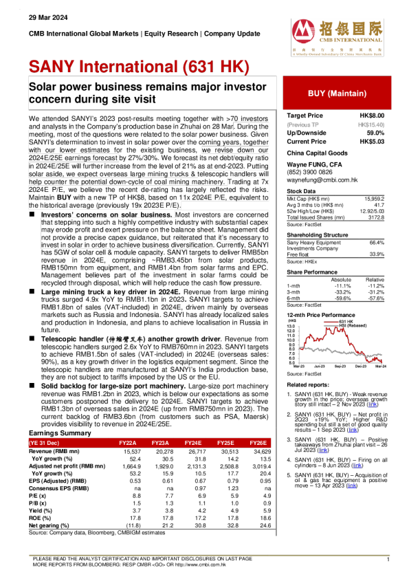 在现场访问期间 ， 太阳能业务仍然是投资者的主要担忧