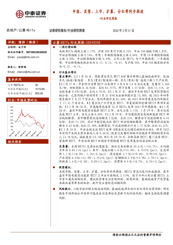 房地产行业研究周报：申报、发售、上市、扩募、分红等同步推进
