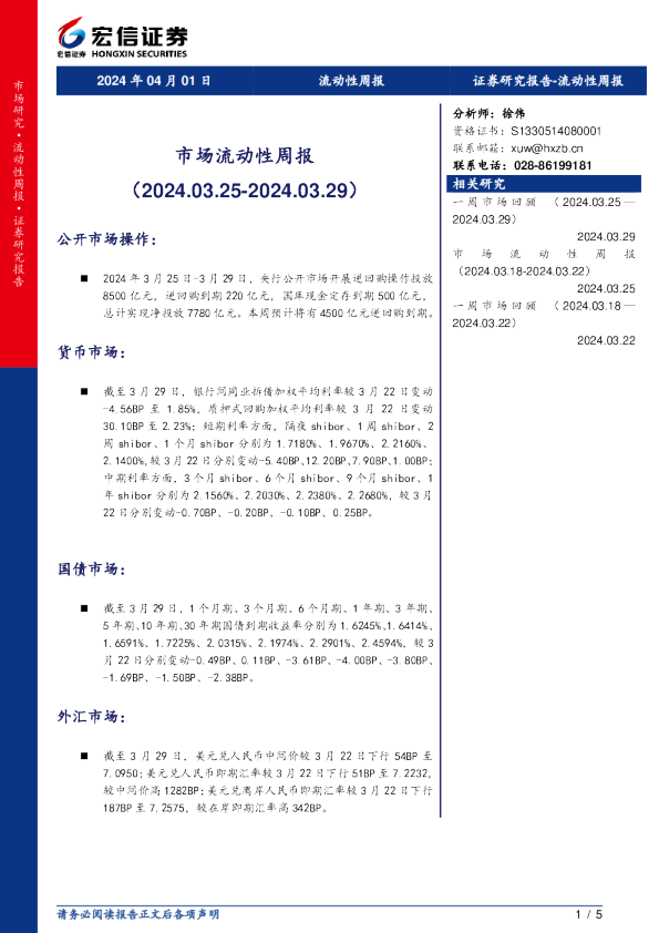 市场流动性周报