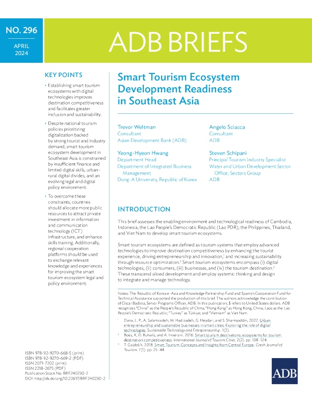 东南亚智慧旅游生态系统发展准备