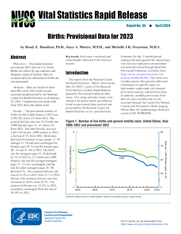 2023年美国出生率统计报告
