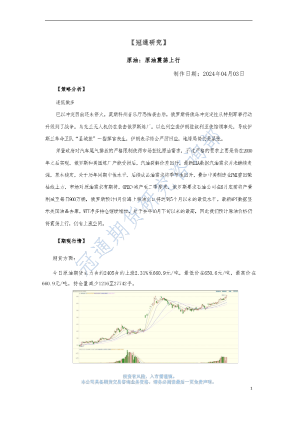 原油：原油震荡上行