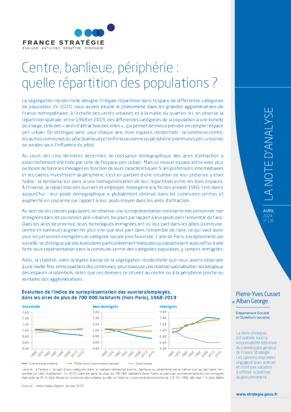 中心 ， banlieue ， p é rie é rie: quelle r é partition des populations?