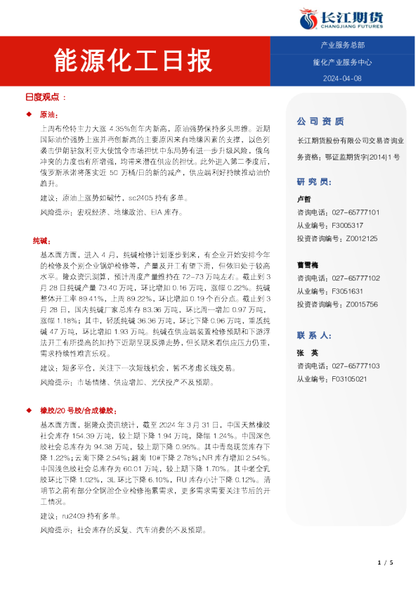 能源化工日报