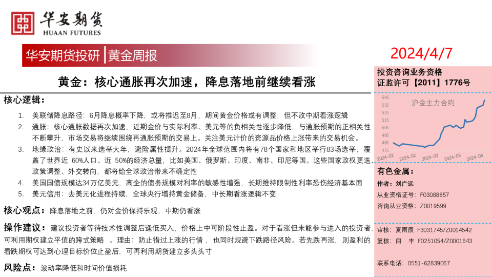 黄金:核心通胀再次加速,降息落地前继续看涨