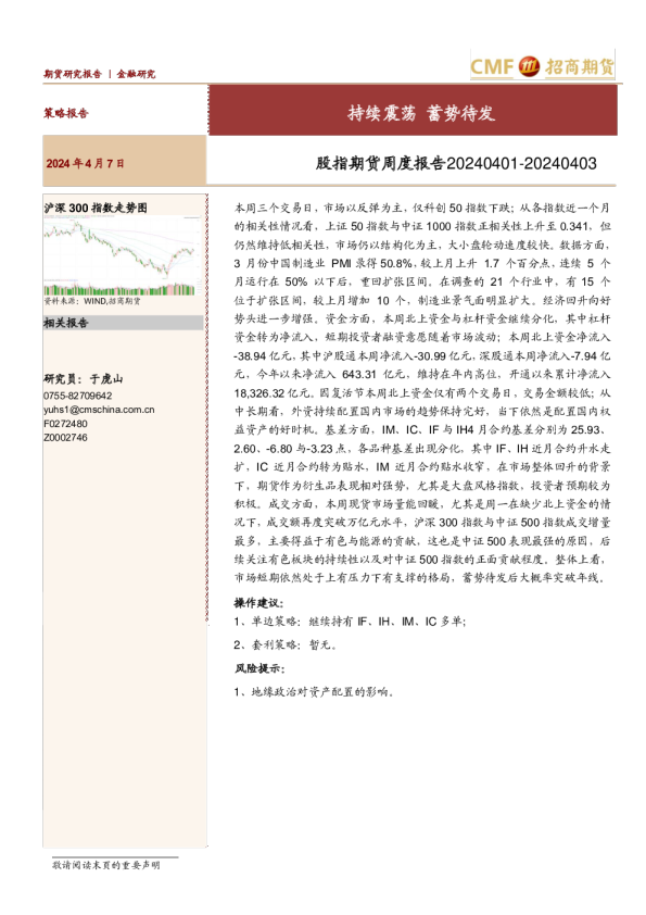 股指期货周度报告20240401-20240403：持续震荡，蓄势待发