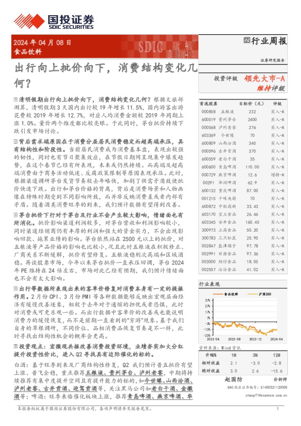 清明假期出行向上批价向下，消费结构变化几何？