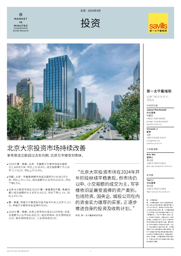 北京投资 2024年第一季度