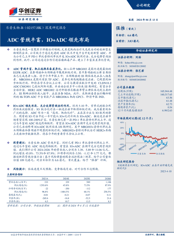 深度研究报告：ADC管线丰富，IO+ADC领先布局