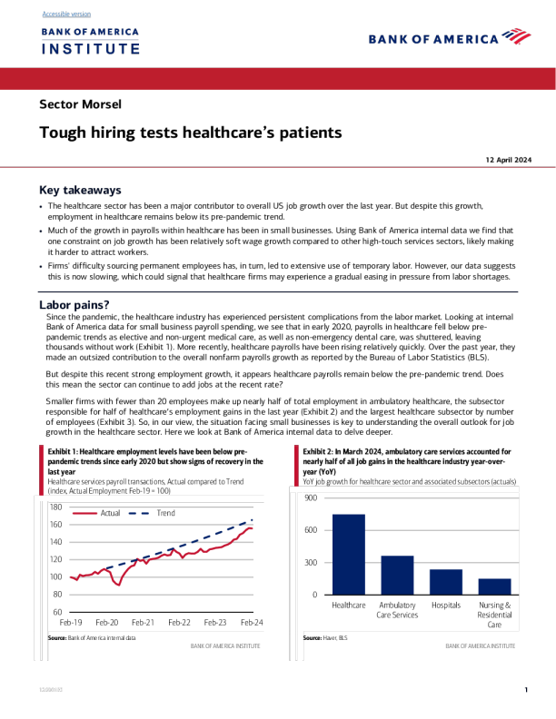 Sector Morsel : 艰难的招聘测试了医疗保健的患者