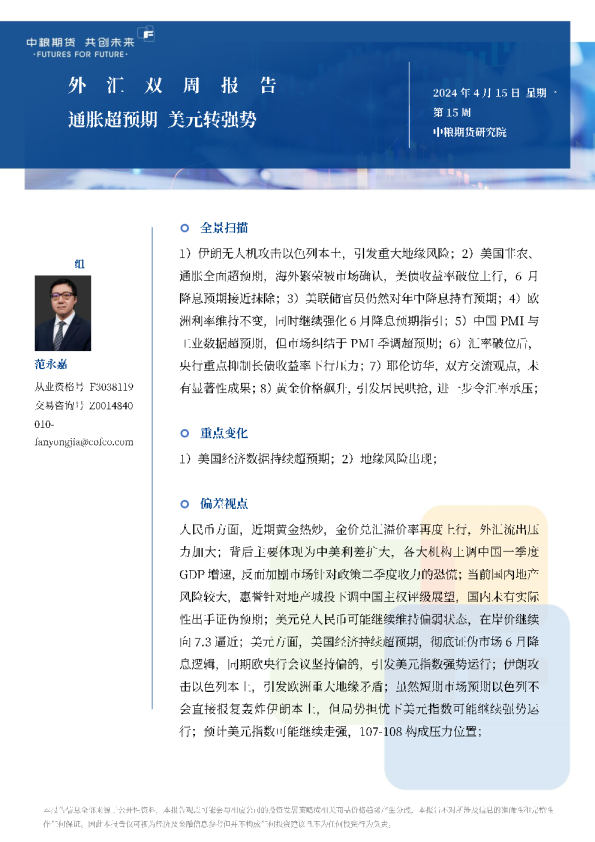 外汇双周报：通胀超预期，美元转强势，