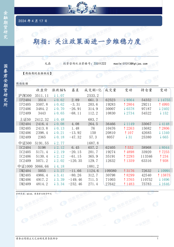 期指:关注政策面进一步维稳力度