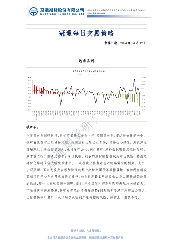 冠通每日交易策略
