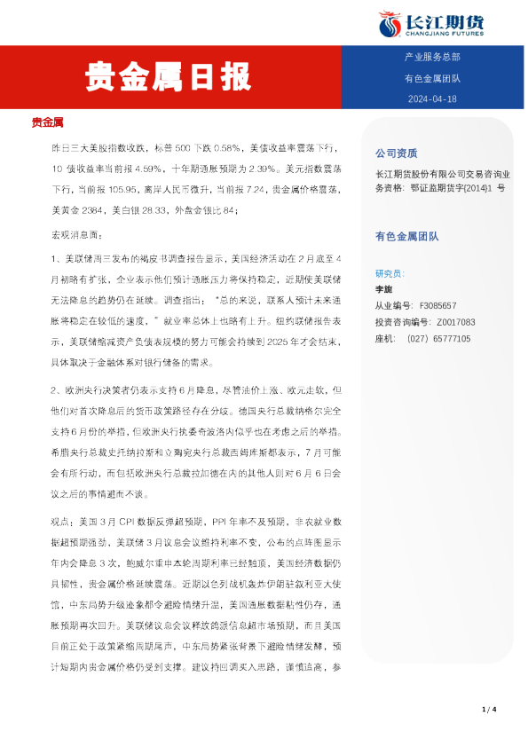 贵金属日报