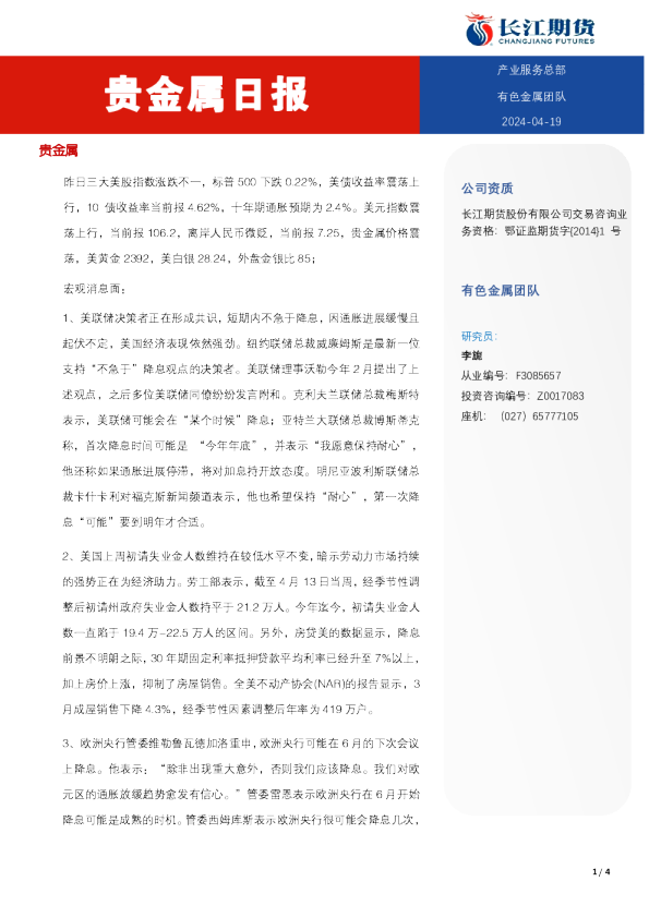 贵金属日报