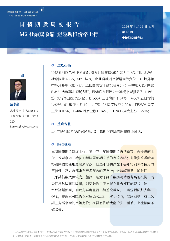 国债期货周报：M2社融双收缩，避险助推价格上行，