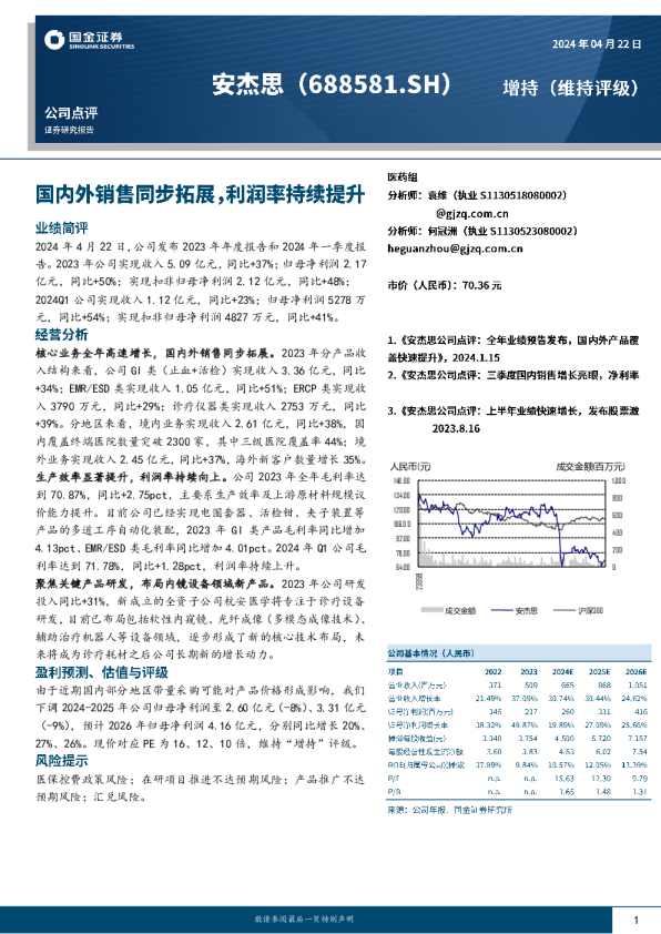 国内外销售同步拓展，利润率持续提升